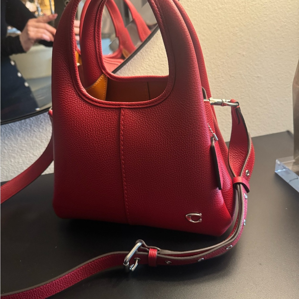 Coach Red Shoulder Bag with Structured Silhouette